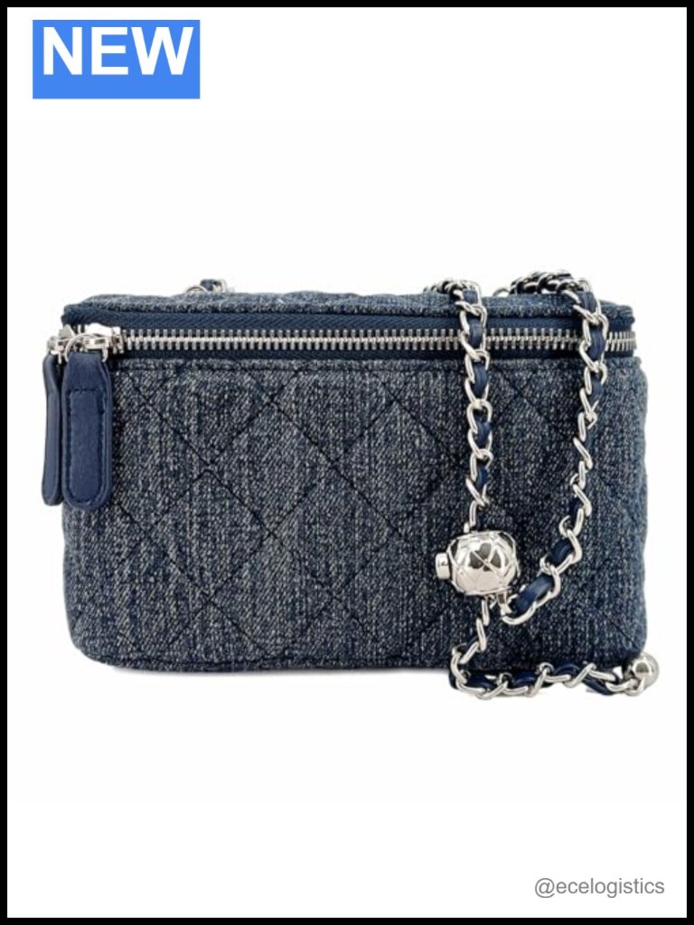 Mini Quilted Denim Crossbody Bag with Adjustable Chain Strap